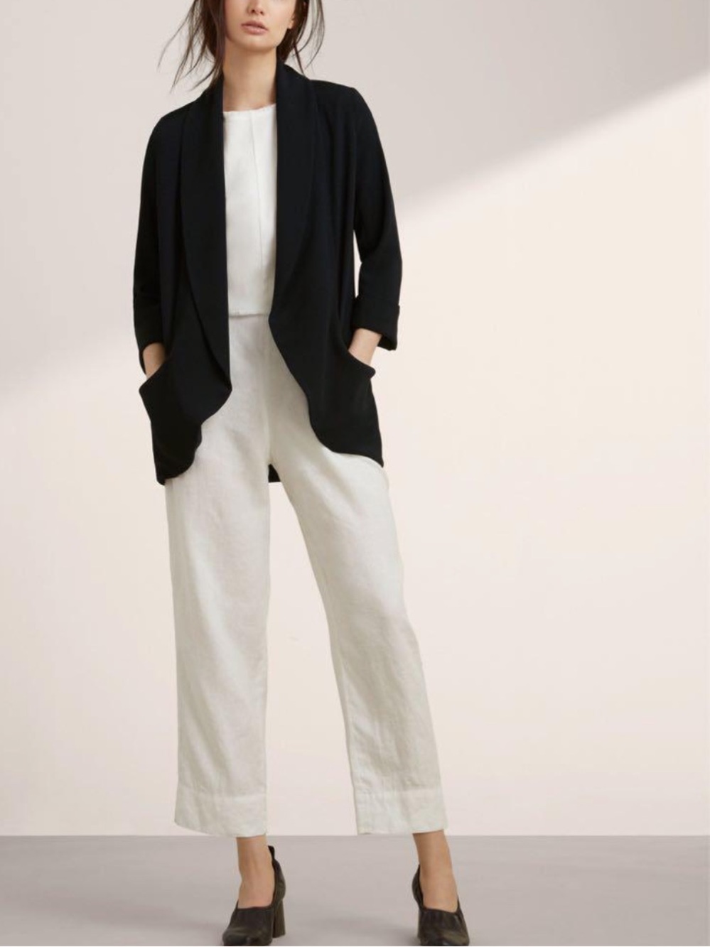 Aritzia Wilfred Chevalier Blazer Black Open Front Draped Jacket Black Size 4